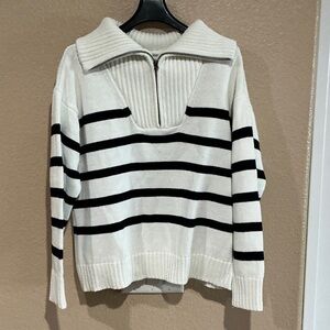 Workshop Republic Clothing Black and White Striped Sweater